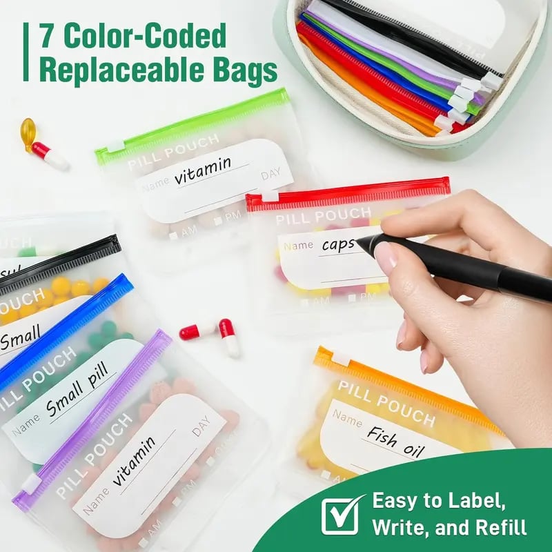 🔥💊 A8 Waterproof Pill Case Set – For 7 to 14 Days of Medication & Vitamins 💧 Waterproof & Shatterproof
